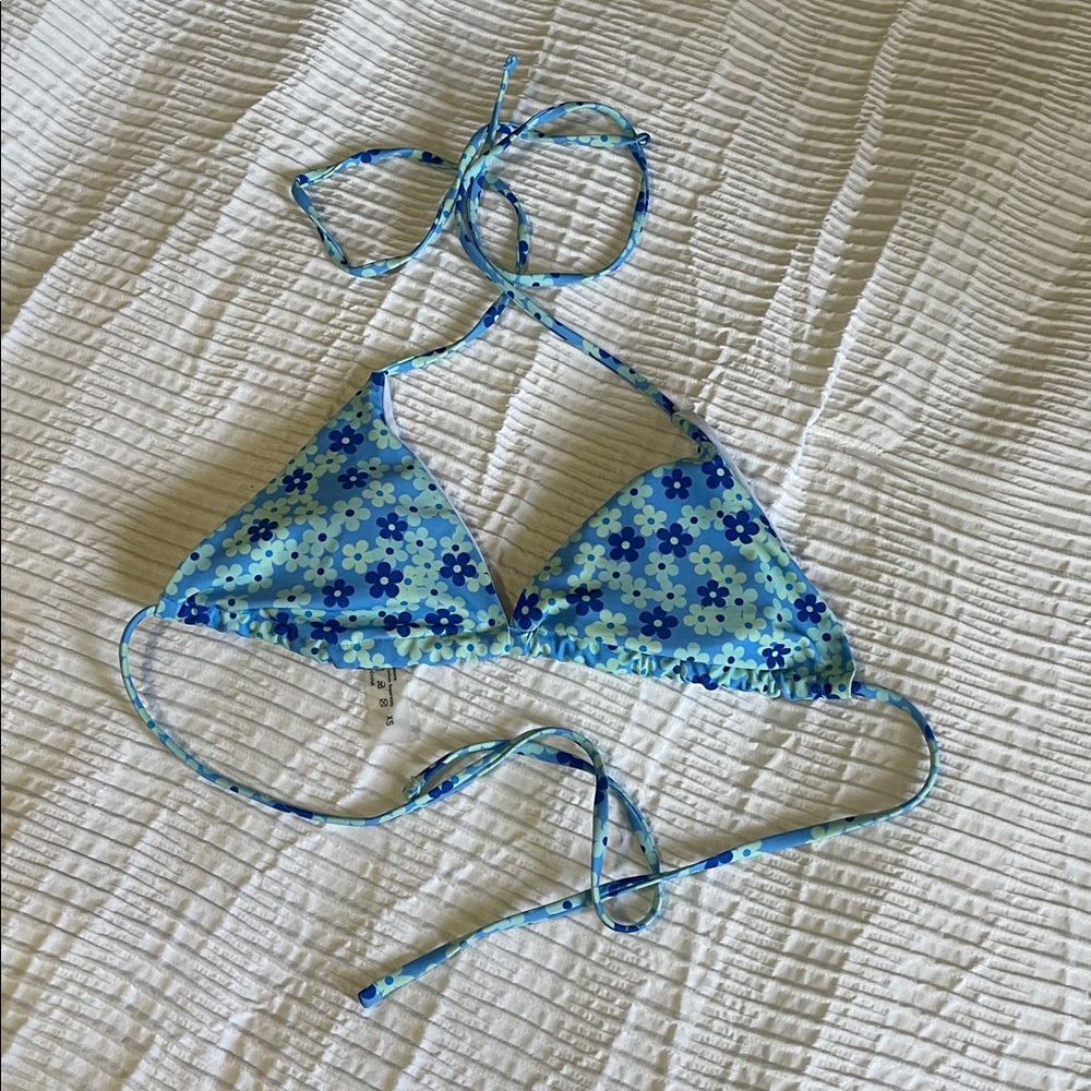 Floral Blue Bikini Top